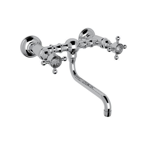 Italian Bath Vocca Wall Mounted Bridge Lavatory Faucet, Rohl, Mfr#: A1405/44XCAPC-2